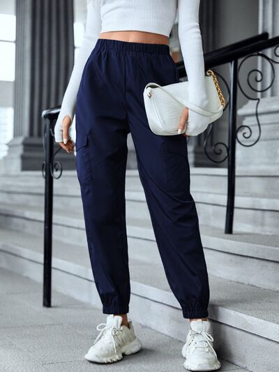 High Waist Joggers with Pockets - Navy / S Wynter 4 All Seasons