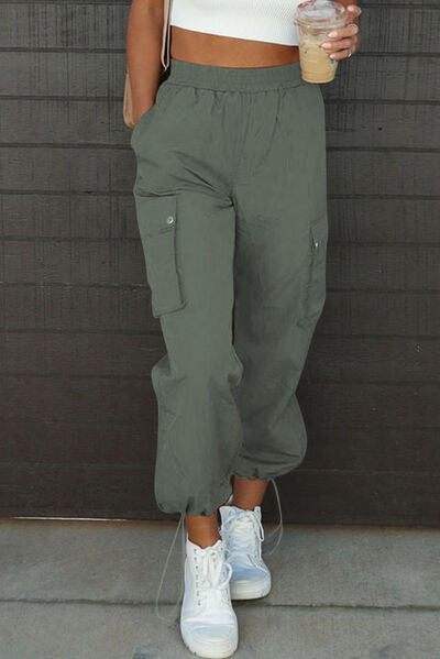 Drawstring Elastic Waist Pants with Pockets - Army Green / S Wynter 4 All Seasons