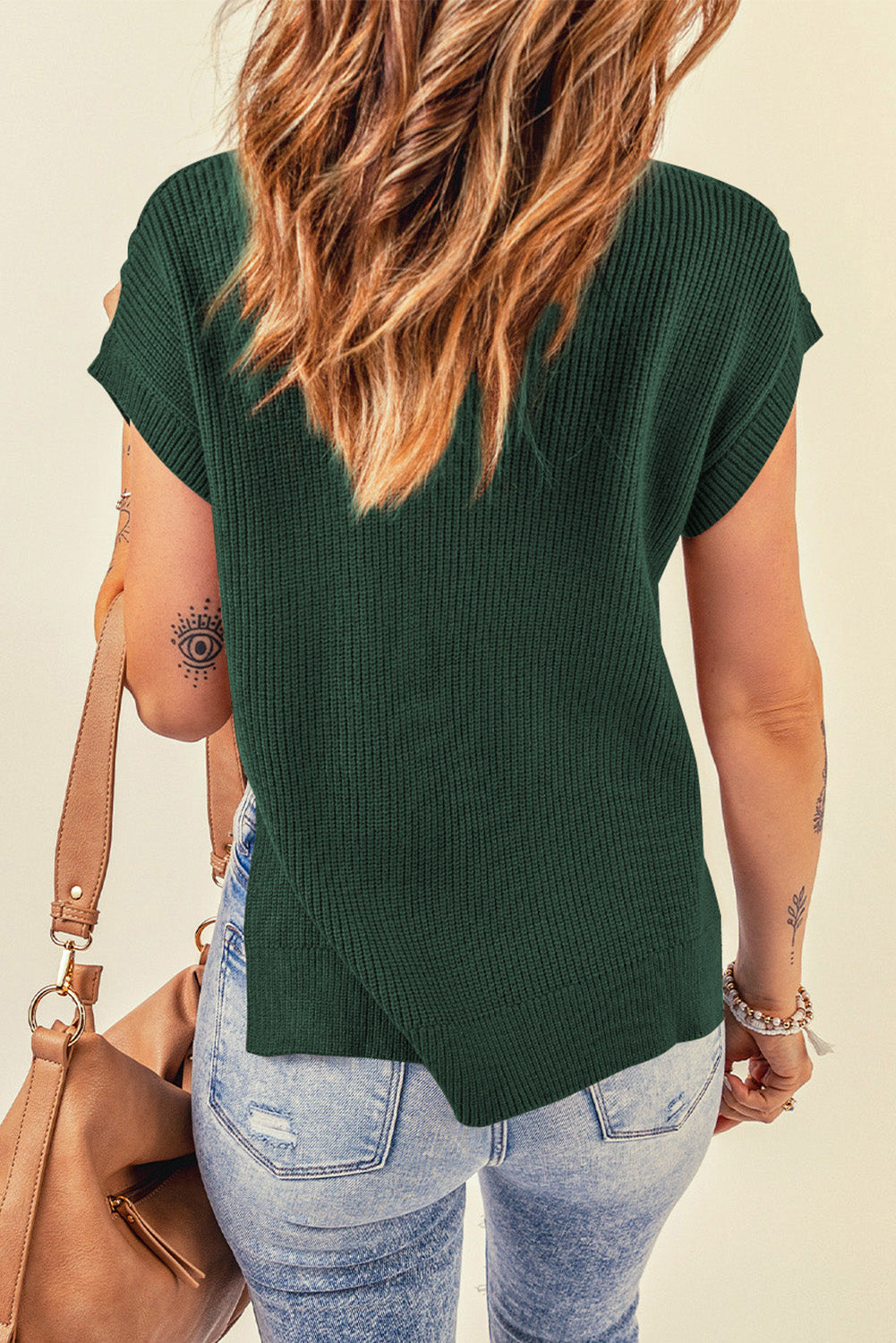 Cable-Knit Side Slit Sweater Vest - Girl Code