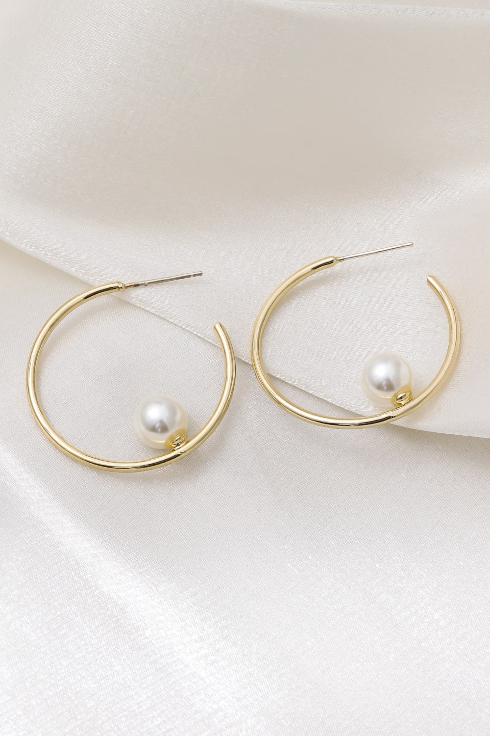 Pearl C-Hoop Earrings - Gold / One Size Apparel & Accessories Wynter 4 All Seasons