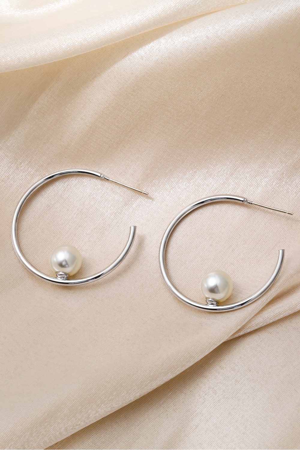 Pearl C-Hoop Earrings - Silver / One Size Apparel & Accessories Wynter 4 All Seasons
