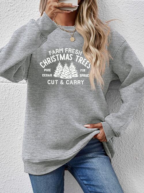Round Neck Graphic Long Sleeve Sweatshirt - Charcoal / S Wynter 4 All Seasons