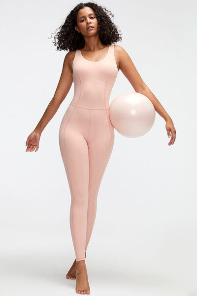 Crisscross Wide Strap Active Jumpsuit - Blush Pink / S Wynter 4 All Seasons