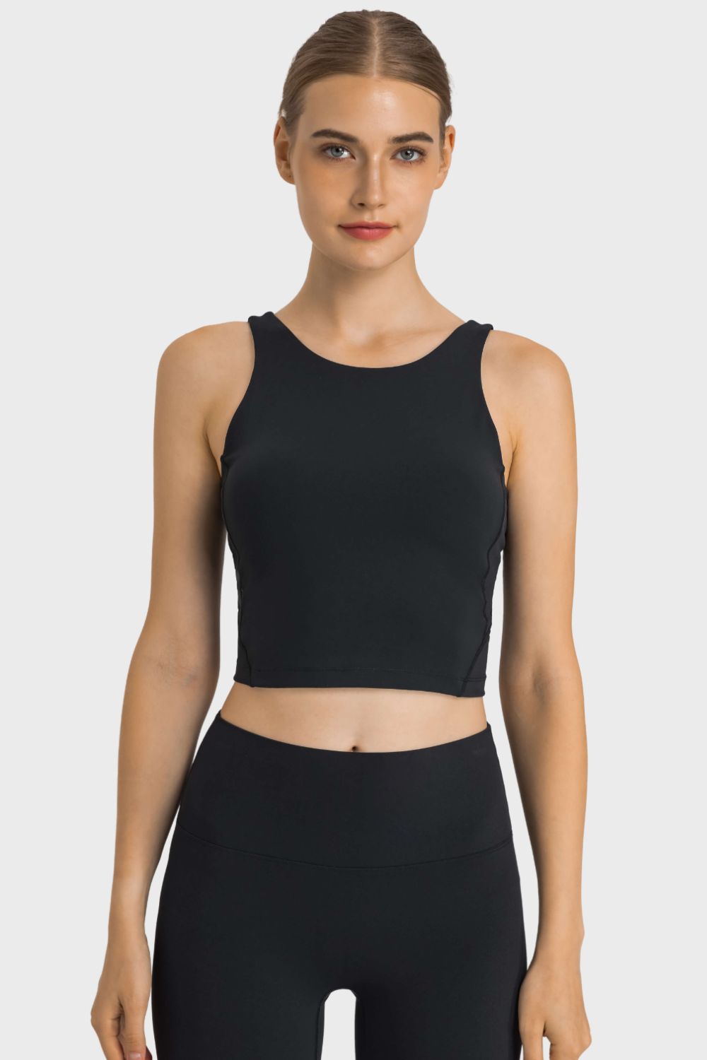 Feel Like Skin Highly Stretchy Cropped Sports Tank - Black / 4 Apparel & Accessories Wynter 4 All Seasons