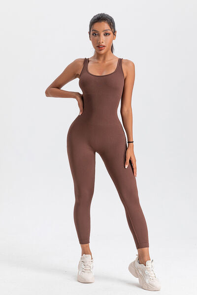 Wide Strap Sleeveless Active Jumpsuit - Chestnut / S Wynter 4 All Seasons