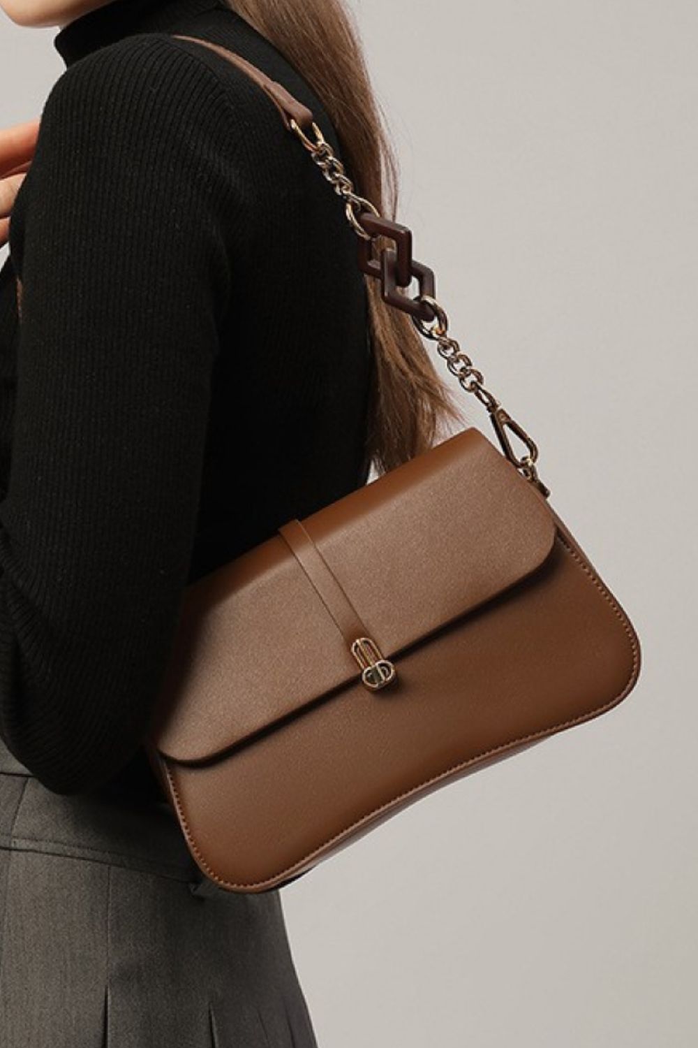 PU Leather Shoulder Bag - Chestnut / One Size Wynter 4 All Seasons