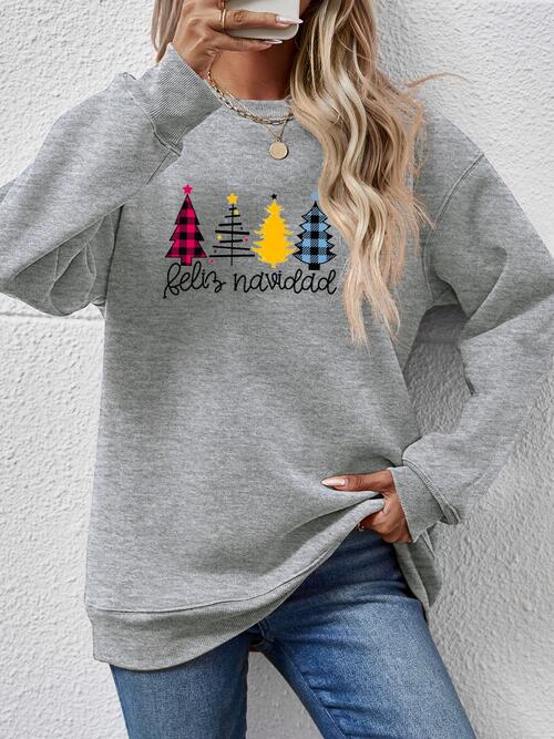 Round Neck Graphic Long Sleeve Sweatshirt - Charcoal / S Wynter 4 All Seasons